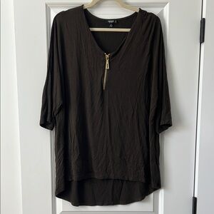 Dark Olive Green High Low Tunic with Relaxed Fit